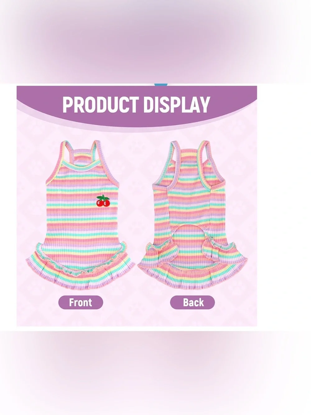 Cute Striped Dog T Shirts Cherry Puppy Dress Soft Cotton